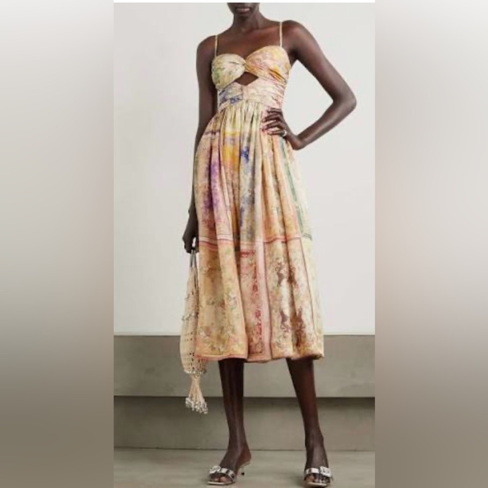 Zimmermann NET SUSTAIN August cutout paisley-print organic silk midi dress NWOT